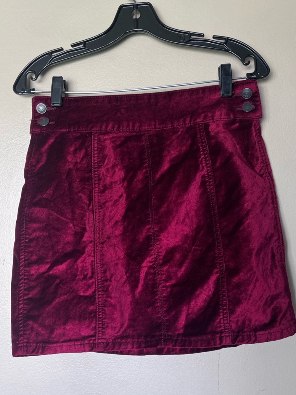 Free People Velvet Mini Skirt in Deep Wine